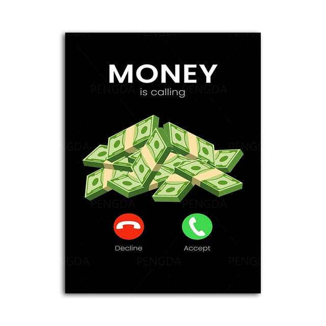 Motivationa Money Poster Canvas