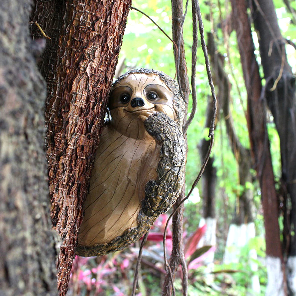 Tree Hugging Animal Statue